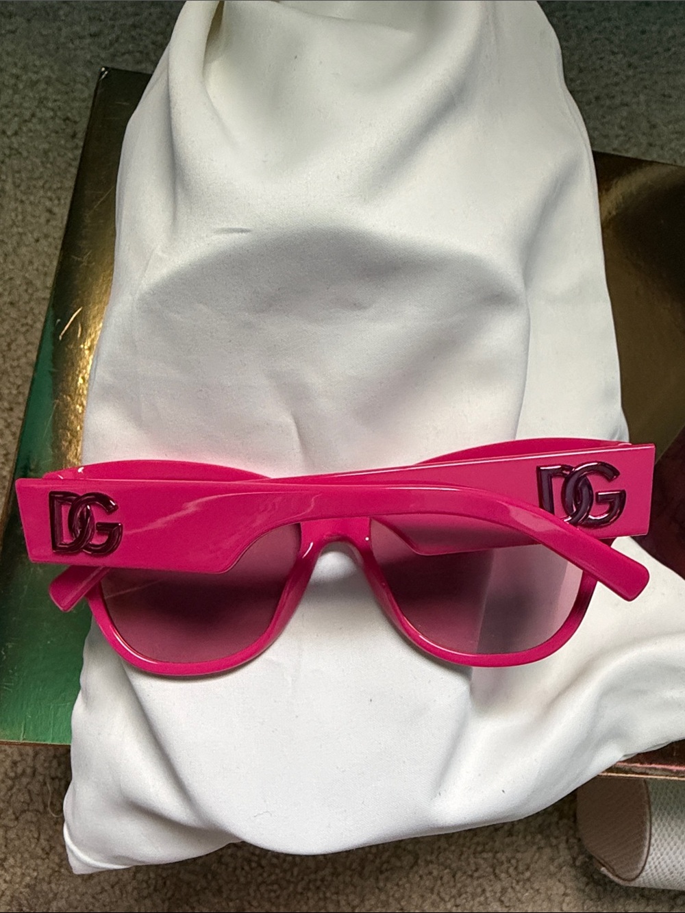 Dolce & Gabbana Vibrant Pink Logo Acetate Sunglasses - Picture 4 of 4